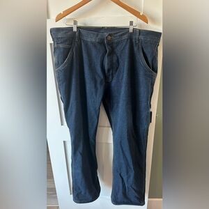 Key Jeans Mens 42x30 Blue Denim Jeans Straight Leg Fleece Lined Carpenter Work